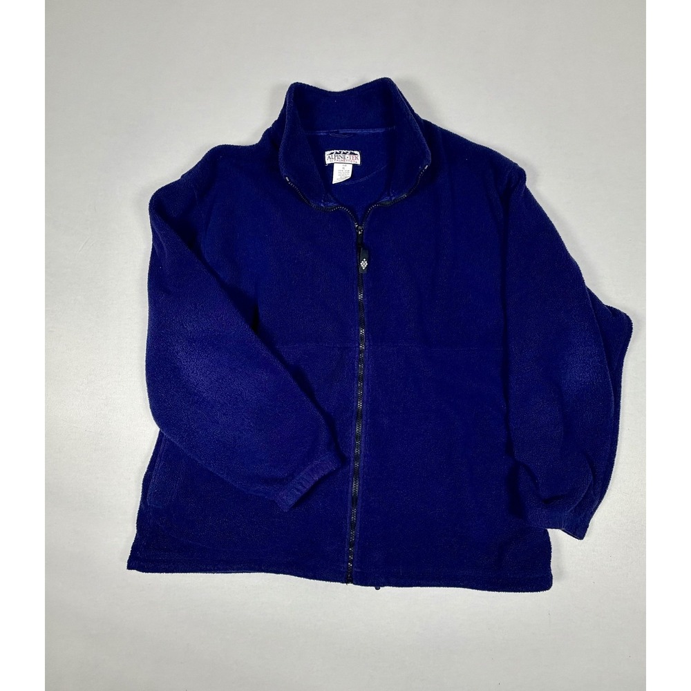 Alpine-Tek Jacket Mens XL Blue Fleece Full Zip Stand Collar Hiking Outdoor
